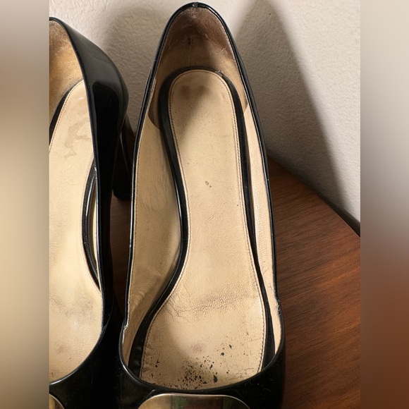 Prada Black Patent Leather Peep Toe Block Heel Pumps Size 40.5 - Picture 11 of 15